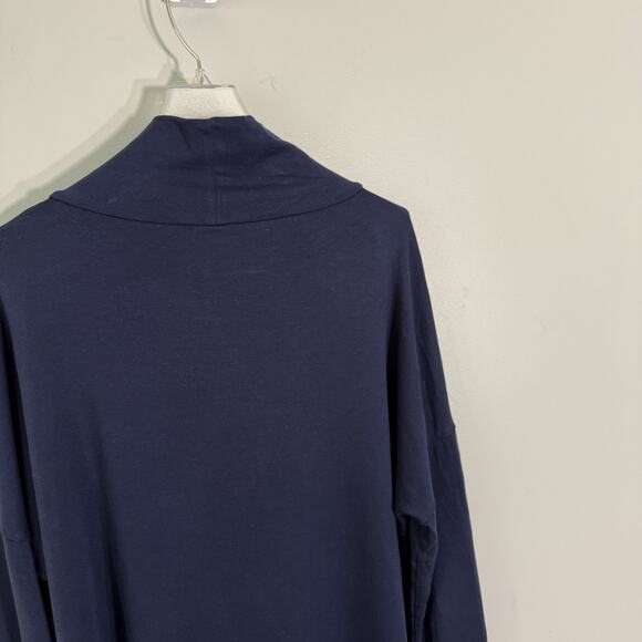 Eileen Fisher Mock Neck Long Sleeve Tunic Navy Blue Tencel Size M Longsleeves - Picture 2 of 6